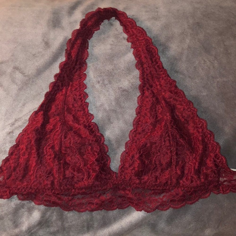 Maroon Halter Lace Bralette
